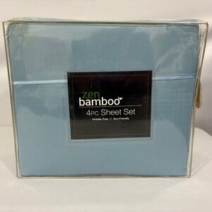 Zen‎ Bamboo 1800 Series Luxury 4pc Sheet Set - King Sky Blue - Eco-Friendly